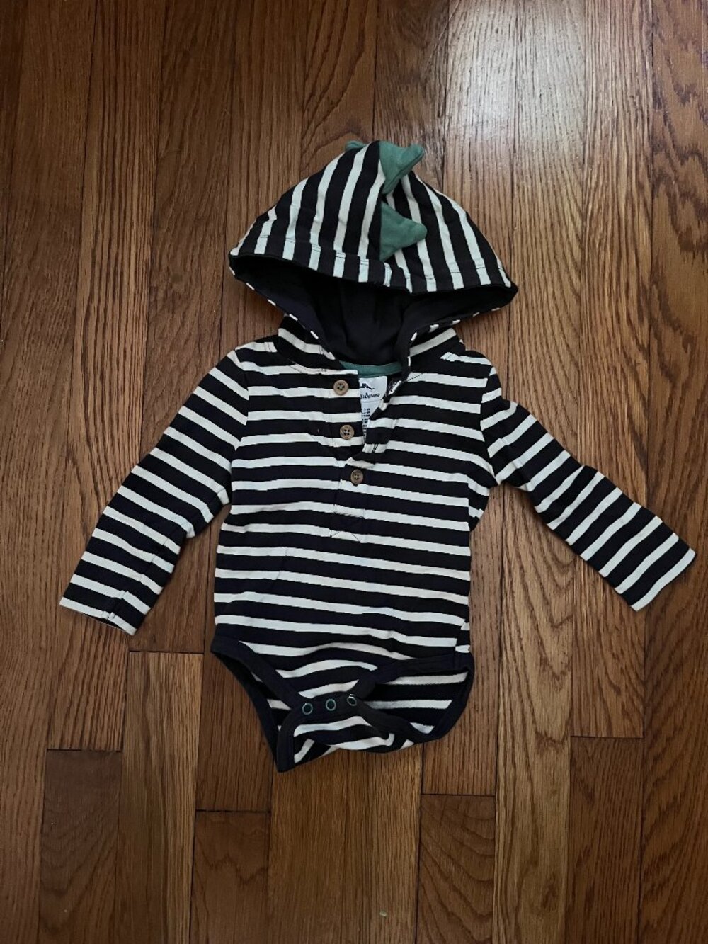 Tommy Bahama Baby Dinosaur Onesie, Navy & White Striped, 3-6 Months